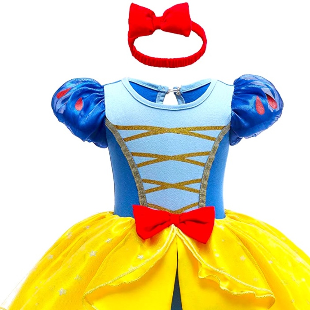 Snow White costume for 12-18 month year old. Includes red bow head band & dress.
